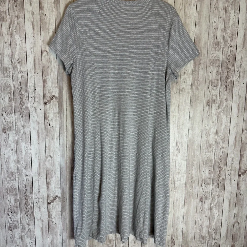 Toad & Co Windemere II Gray White Striped Short Sleeve Dress - Picture 5 of 6
